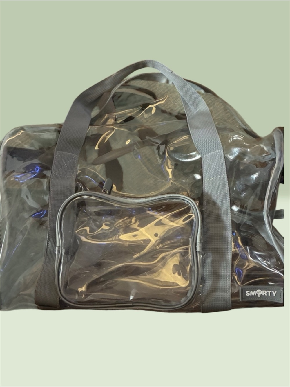 SMØRTY Clear PVC Travel Tote Bag with Gray Straps
